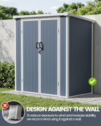 5x3 Resin Garden Sheds & Outdoor Storage on Clearance, Weather-Resistant Plastic Shed with Floor and Lockable Door for Garden Tools, Lawn Mower, Bike, Backyard Organization, Drak Grey