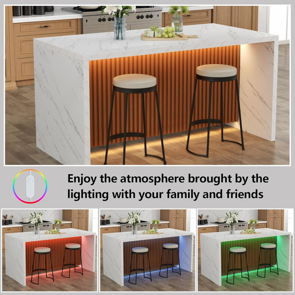 63" Large Imitation Marble Dining Table for 4-6 People,Kitchen Island Ta...