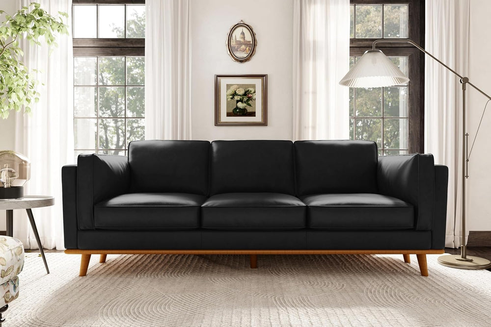 Valencia Artisan Full Leather Sofa 88” | Pure Full Italian Nappa Leather Couc...