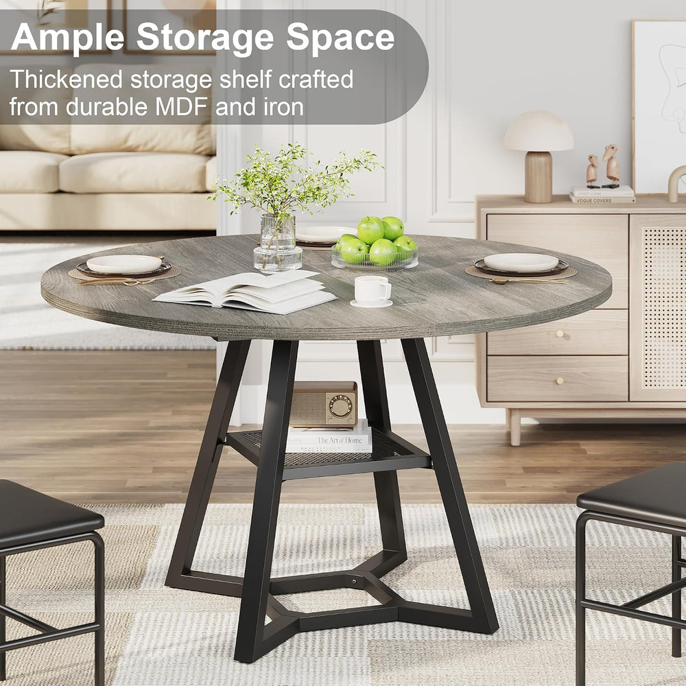 knoworld 47" Round Dining Table for 4, Kitchen Tables Dining Room Circle...