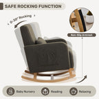 HCHAIRH Rocking Chair with Ottoman, Nursery Glider Rocker with High Backrest and Side Pocket, Teddy Rocking Accent Armchair with Solid Wood Legs for Nursery, Living Room, Bedroom Green