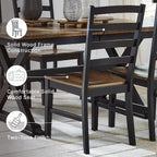 Signature Design by Ashley Wildenauer Dining Chairs Set of 2, Modern Ladderback Dining Chairs with Solid Wood Frame, Two-Tone Finish, Contoured Seat, Black/Brown