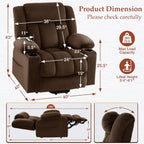 3 Motor Large-Wide Lift Chair, Infinite Position, 180° Lay Flat, Power Lift Chairs Recliners for Elderly Big and Tall, Massage & Heat, Extended Footrest (Dark Brown, Large Wide)