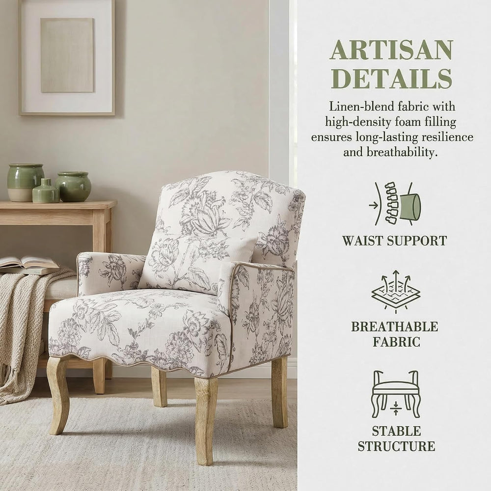 Floral Accent Chair Set of 2 Rustic Farmhouse Bedroom Chair Comfy