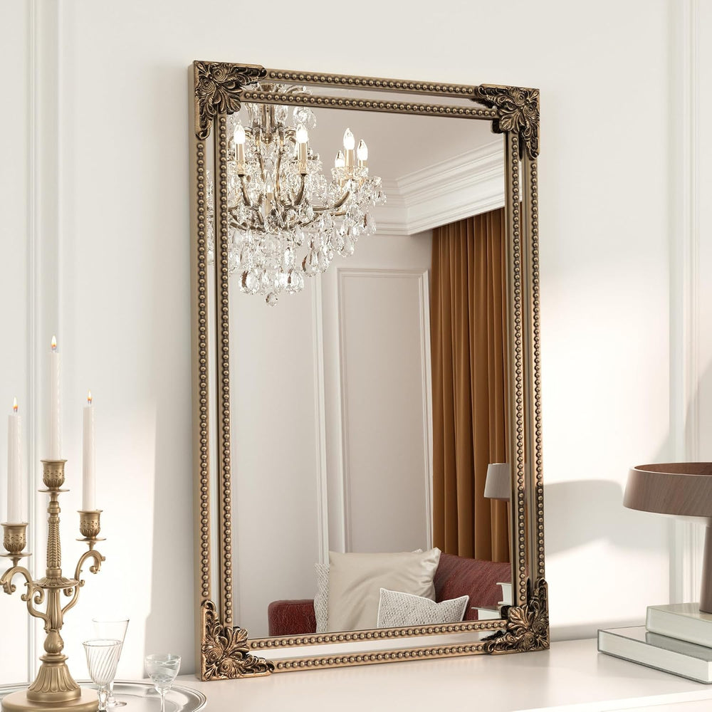 Keonjinn 20x30 Inch Gold Antique Vintage Mirror, Brass Baroque Mirror