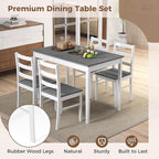 COSTWAY Dining Table Set for 4, Wood Kitchen Table Chairs Set with Rubber Wood Legs, Space-Saving Design, Modern 5-Piece Dinette Set for Small Place, Kitchen, Dining Room, Restaurant (Grey)