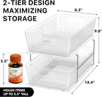 Simple Houseware 2 Tier Bathroom Organizer Tray Pull-Out Sliding Drawer/Under-Sink Storage, Clear