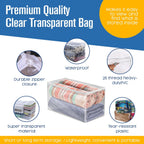 Houseables Clothes Storage Bag, Sweater Bags Moth Proof, Moth Proof Sweater Storage, Clear Zipper Organizer, Vinyl Zippered Plastic Protection, Blanket, Linen, Clothing, Quilt, Bed Sheet, 24x13, 5 PK