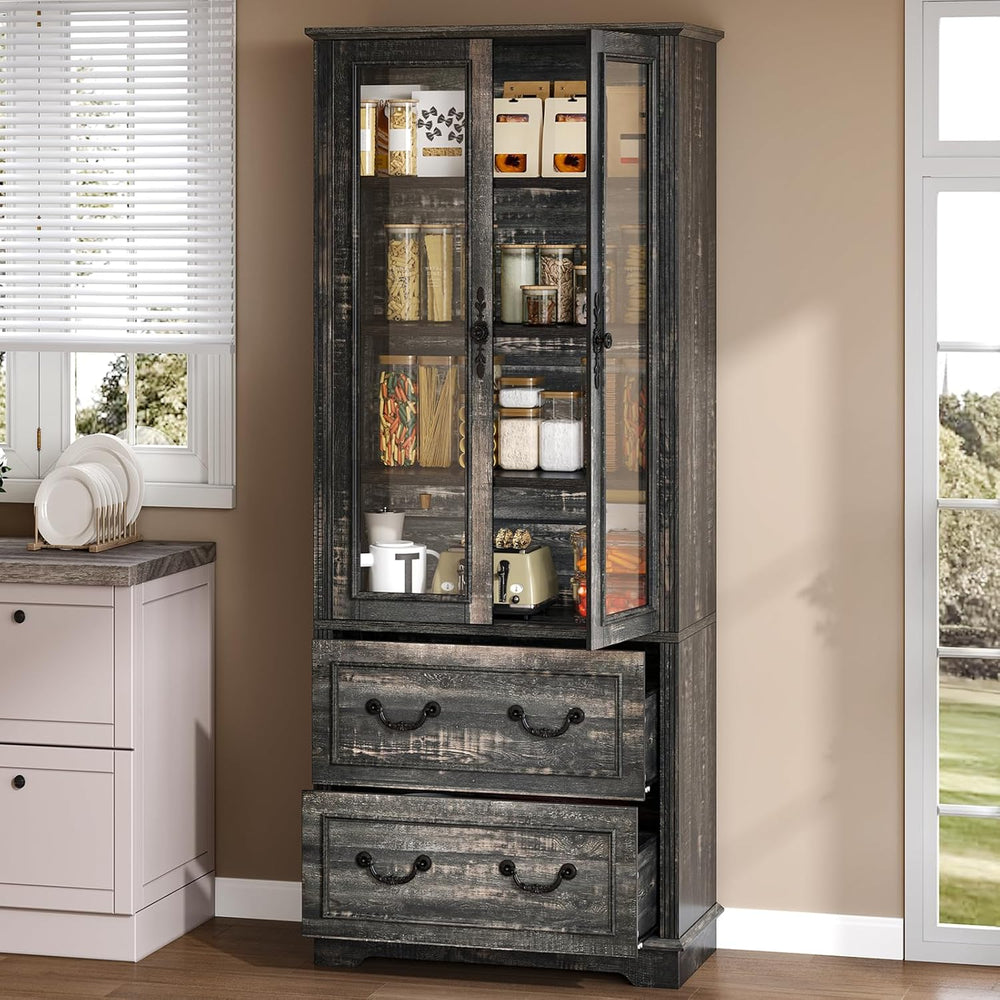 YITAHOME 76'' Kitchen Pantry Cabinet with 2 Drawers, Tall Storage Cab...