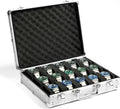 15 slots Watch organizer Case, Silver Aluminum watch storage box, hard watch travel box, padded case for watch display and organization