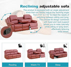 Recliner Sofa Set Couches for Living Room Chair Semi PU Fabric Living Room Furniture Sets, Adjusted Loveseat Reclining Couch Furniture Sofa Set for Theater Seating, 3-Seater, Red