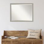 Amanti Art Grey Wall Mirror 24x30 Woodgrain Stripe Grey Rectangle Bathroom Mirror for Wall Decor Living Room, Large Casual Wood Frame, Hangs Horizonally and Vertically, Bathroom Decor, Beveled Edge