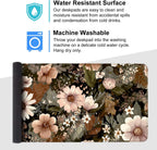 Vintage Beige Floral Mouse Pad – Large Extended Desk Mat 35.43 x 15.75 in – Neutral Retro Botanical Design, Non-Slip Rubber Base, Waterproof Surface, Oversized Keyboard & Mouse Pad for Office or Home