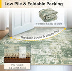 Washable Area Rugs 6'x9' Non-Slip Modern Abstract Soft for Living Room Entryway Bedroom Nursery, Print Pattern, Light Green/Yellow