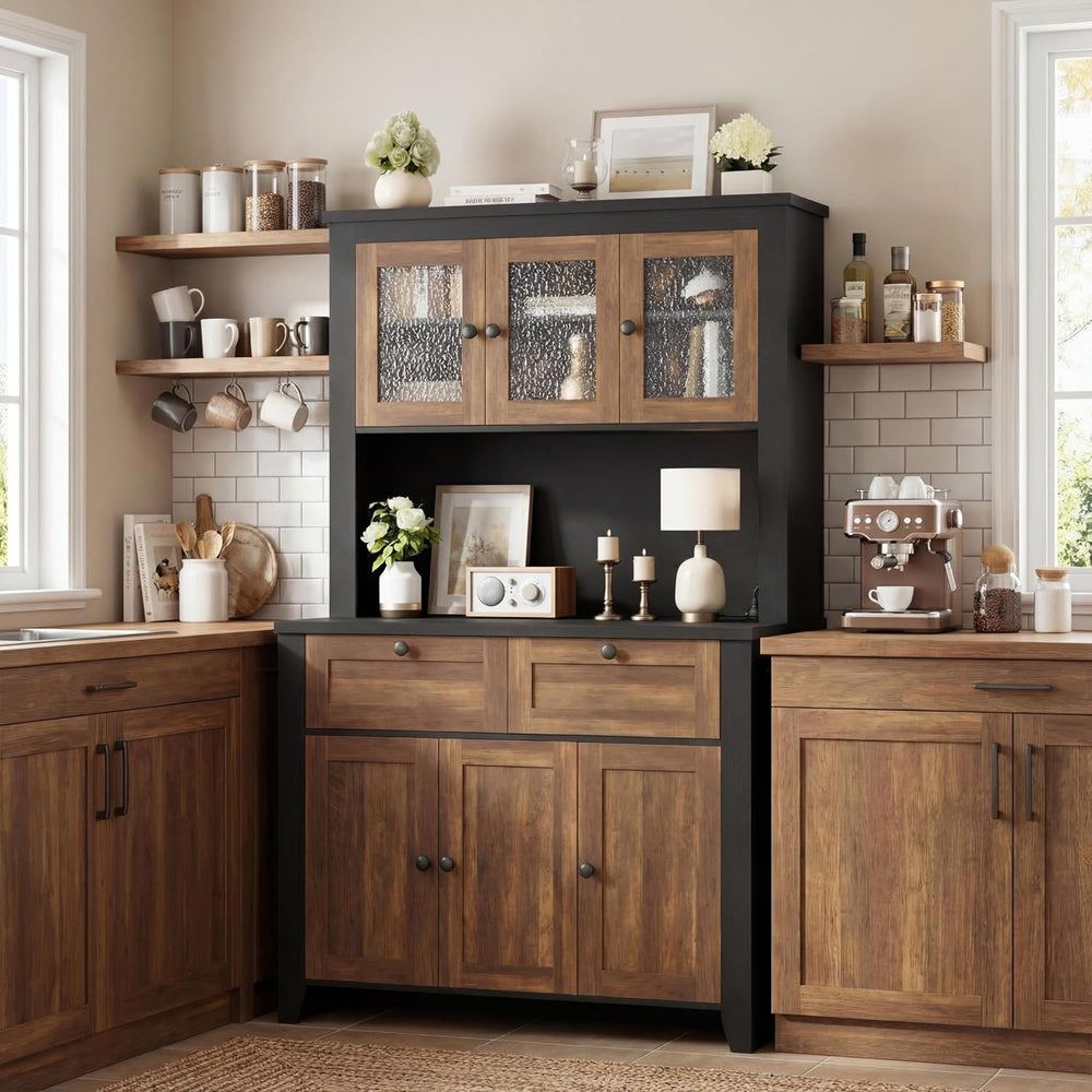 Garvee 66" Tall Pantry Cabinet with LED Lights & Charging Station, K...