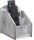 VERGOODR 3 Slot Rustic Wooden Remote Control Frame Media Organizer, Office Supply Storage Rack,Pen storage box (Grey)