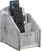 VERGOODR 3 Slot Rustic Wooden Remote Control Frame Media Organizer, Office Supply Storage Rack,Pen storage box (Grey)