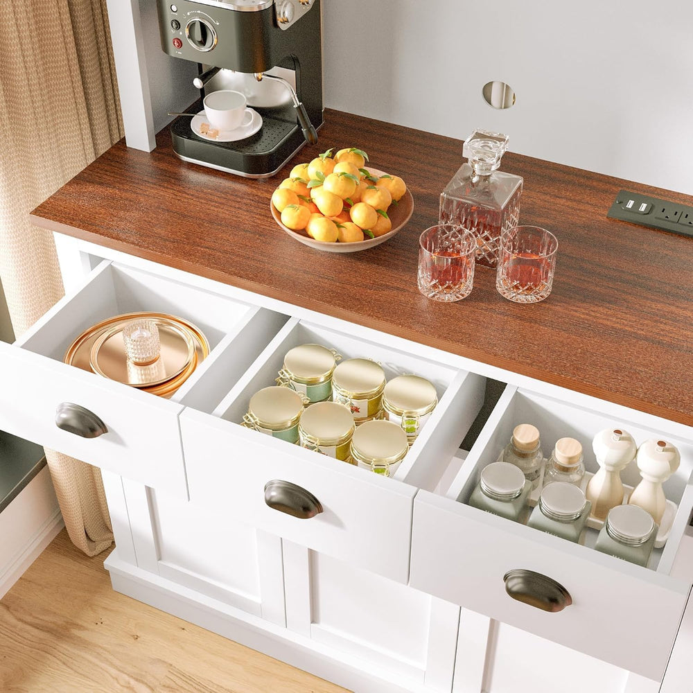 MU 71" Kitchen Pantry Cabinet with Charging Station, Tall Pantry Hutch w...
