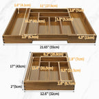 Luxury Acacia Kitchen Drawer Organizer - Silverware Organizer - Utensil Holder and Cutlery Tray with Grooved Drawer Dividers for Flatware and Kitchen Utensils (8 Slot), 17*12.4*2 inch