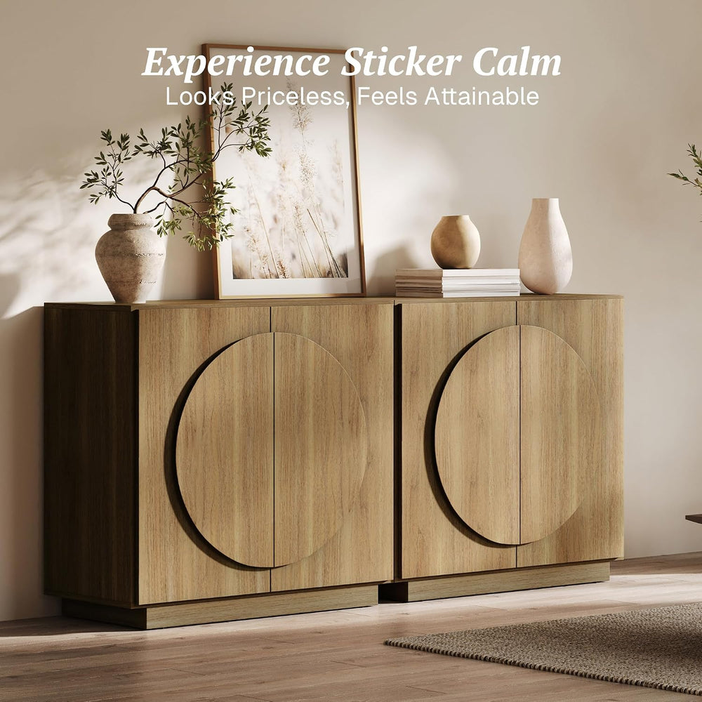 BELLEZE Modular Buffet Cabinet with Storage,Mid Century Modern Arched Sideboa...