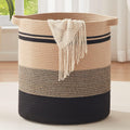 OIAHOMY 80L Laundry Baskets-Laundry Hamper,Storage Basket with Handles,Decorative Basket for Living room,Woven Storage Basket for Toys Bin,Pillows, Blankets,Clothes-20x18in-Yellow Black