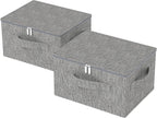 Underbed Storage Box Containers with Lid, Foldable Blanket Baskets, Home Underbed Organization for Organizing Clothes, Shoes, Pillows, 17.7x13.7x9.8Inches, Grey, 2 Pack