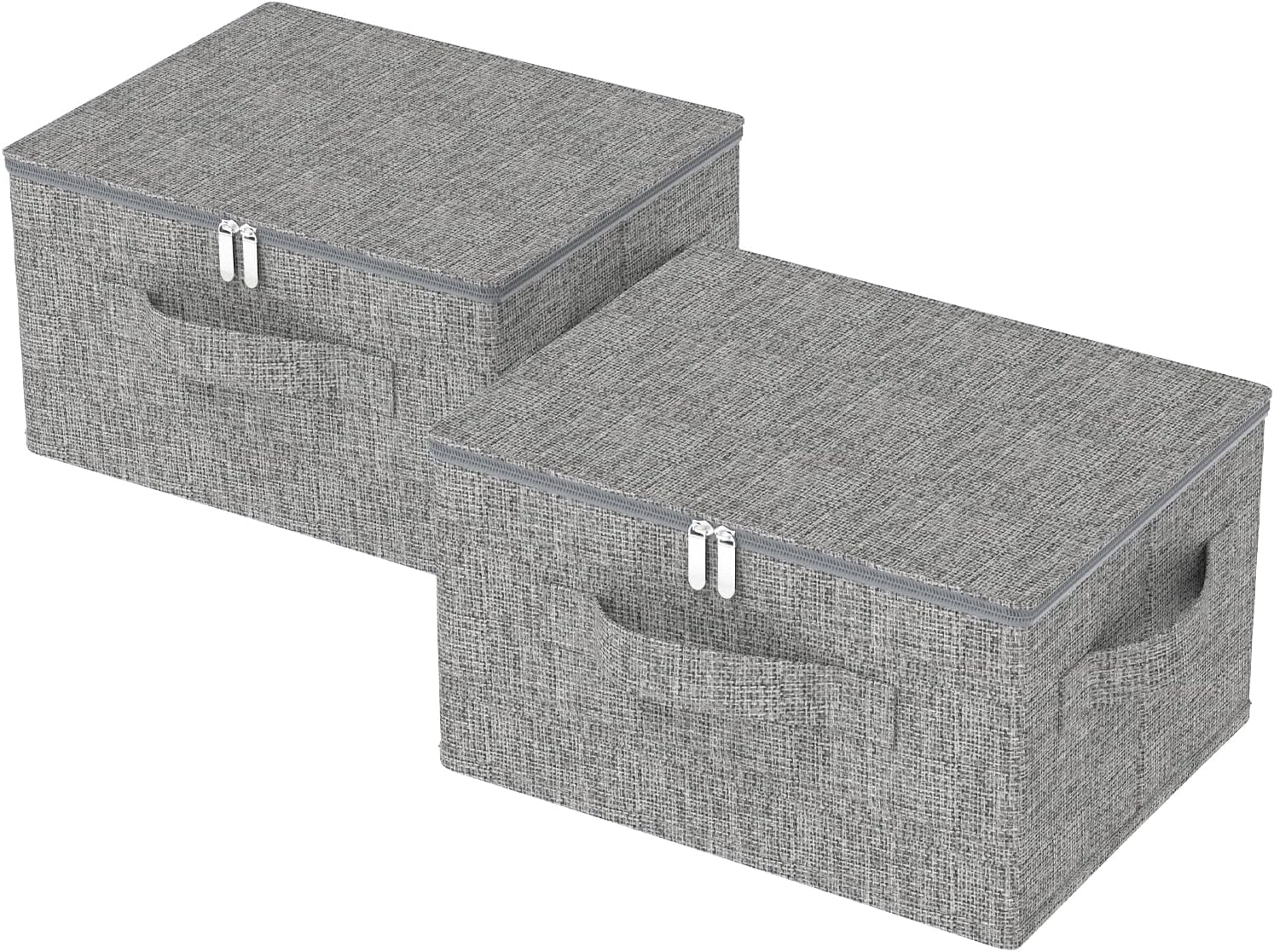 Underbed Storage Box Containers with Lid, Foldable Blanket Baskets, Home Underbed Organization for Organizing Clothes, Shoes, Pillows, 17.7x13.7x9.8Inches, Grey, 2 Pack