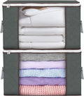 Large Storage Bags, 2 Pack Clothes Storage Bins Foldable Closet Organizers Storage Containers with Durable Handles Thick Fabric for Blanket Comforter Clothing Bedding 90 L