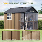Breezz 8X10FT Outdoor Steel Storage Shed with Clear Window, Lockable Doors, Weather-Resistant Metal Tool Shed for Garden, Backyard, Patio, and Utility Storage.Brown
