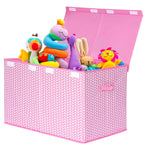 Mayniu Extra Large Toy Box Chest with Dividers, 120L Sturdy Toy Storage Organizer Bin Boxes Basket for Kids, Boys, Girls, Living Room, Nursery, Bedroom, Playroom (26"x17" x17", Pink)