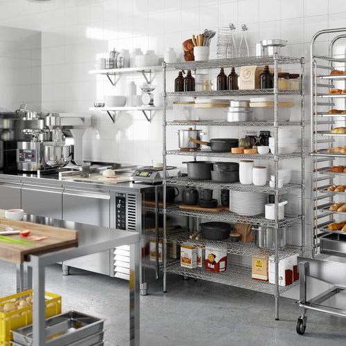 18" Deep x 42" Wide x 74" Height Wire Shelving Kit | 8-Tier | NSF Commercial Storage Rack Unit
