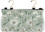 Sage Green Dandelion Bedside Caddy for Dorm Bed Bedside Hanging Caddy Bag Iron Frame Storage Organizer Pocket for Bunk Home College Hospital Beds 2 Hooks