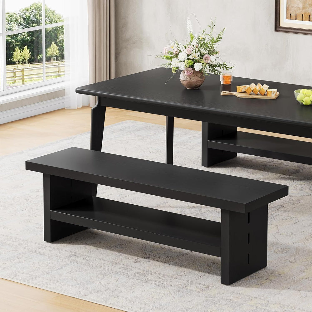 2 Tier Entryway Bench, 47.24" Shoe Bench, Rustic Shoe Rack, Wooden Stora...
