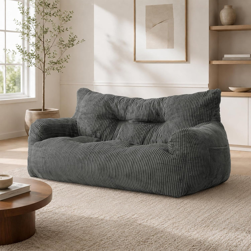 59" Corduroy Bean Bag Chair,2 Seat Loveseat Sofa,Corduroy Lazy Sofa Bed ...