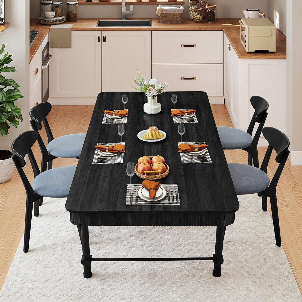 78 Inch Fluted Kitchen Dining Table for 6 8 10, Large Rectangular Kitchen Tab...