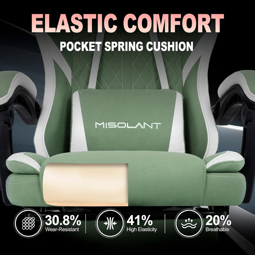 Misolant Gaming Chair, Fabric Gamer Chair with footrest for Adults, High Back...