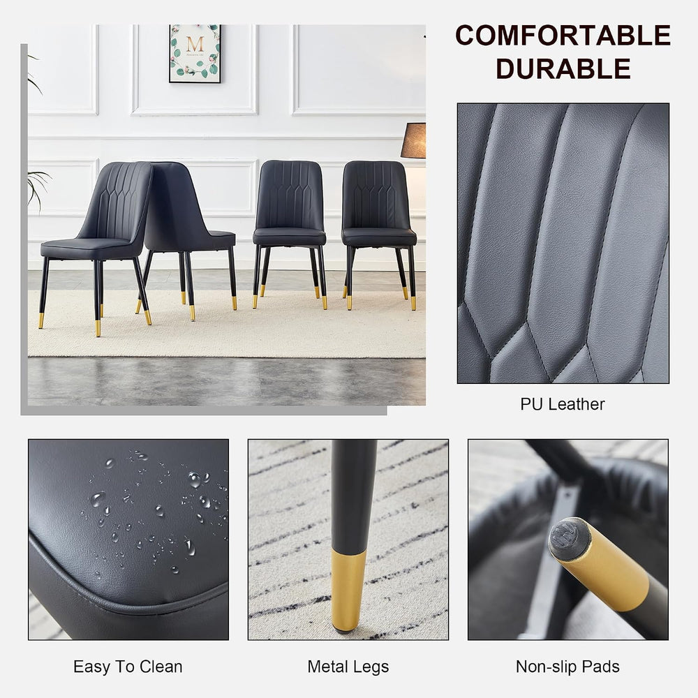 Dining Chairs Set of 4，Modern Dining Chairs | PU leather Backrest Cushions an...