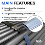 IDL Packaging Closed (Push Type) Seals for 1/2" Strap Width Steel Strapping (Pack of 100) - Superior Holding Power - Sturdy Metal Clips for Reliable Securing of Packaging Banding