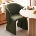 NORDICANA Barrel Dining Room Chair with Arms, Faux Fur Accent Chair for Kitchen, Living Room, Upholstered Single Sofa Chair, Green