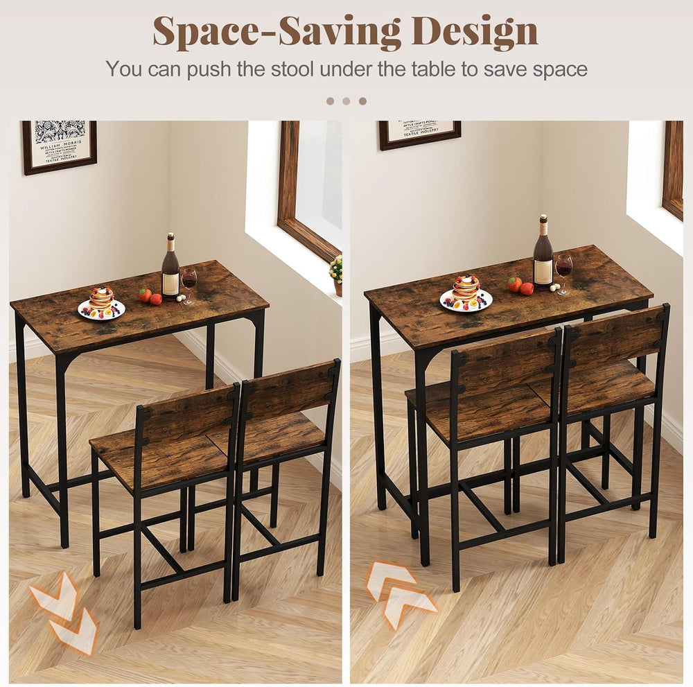 Tangkula 3 Piece Counter Height Bar Table Set, Pub Table and Chairs Set of 2,...