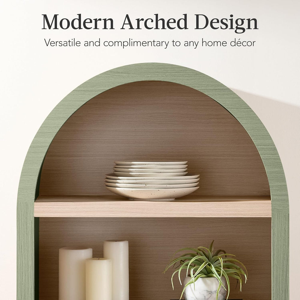 Best Choice Products 72" Tall Arched Pantry Cabinet w/Reeded Doors, 5-Ti...