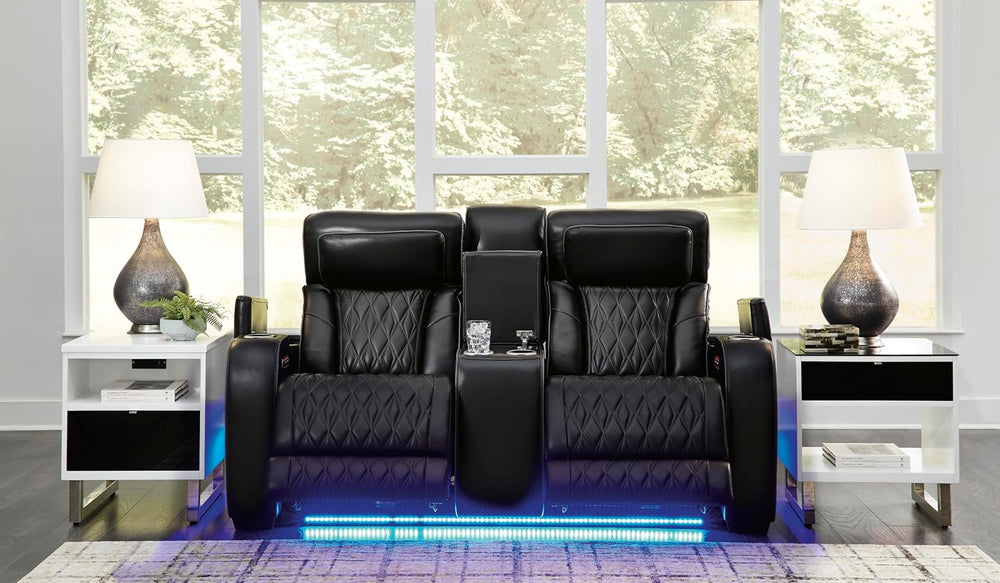 Signature Design by Ashley Boyington Power Reclining Loveseat with Console | ...