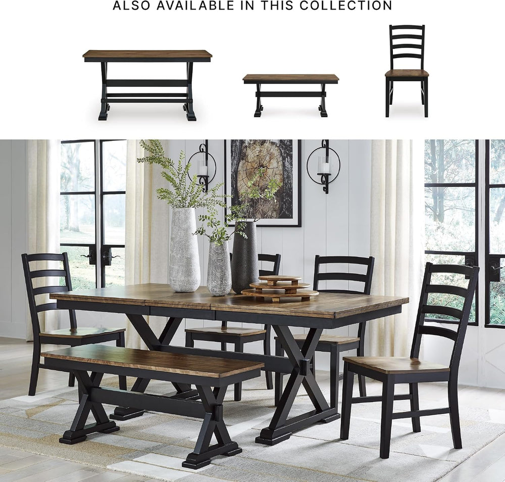 Signature Design by Ashley Wildenauer Dining Chairs Set of 2, Modern Ladderba...
