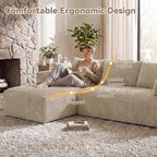 107" L-Shaped Boneless Sectional Sofa with Left-Facing Chaise, Beige | Deep-seat corduroy cloud couch with a modular boneless design and no assembly required for easy, comfortable lounging.