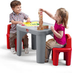 Step2 Mighty My Size Kids Table & Chair Set, Playroom Activity Table for Arts & Crafts, Made of Durable Plastic, For Toddlers 2+ Years Old, Gray & Red