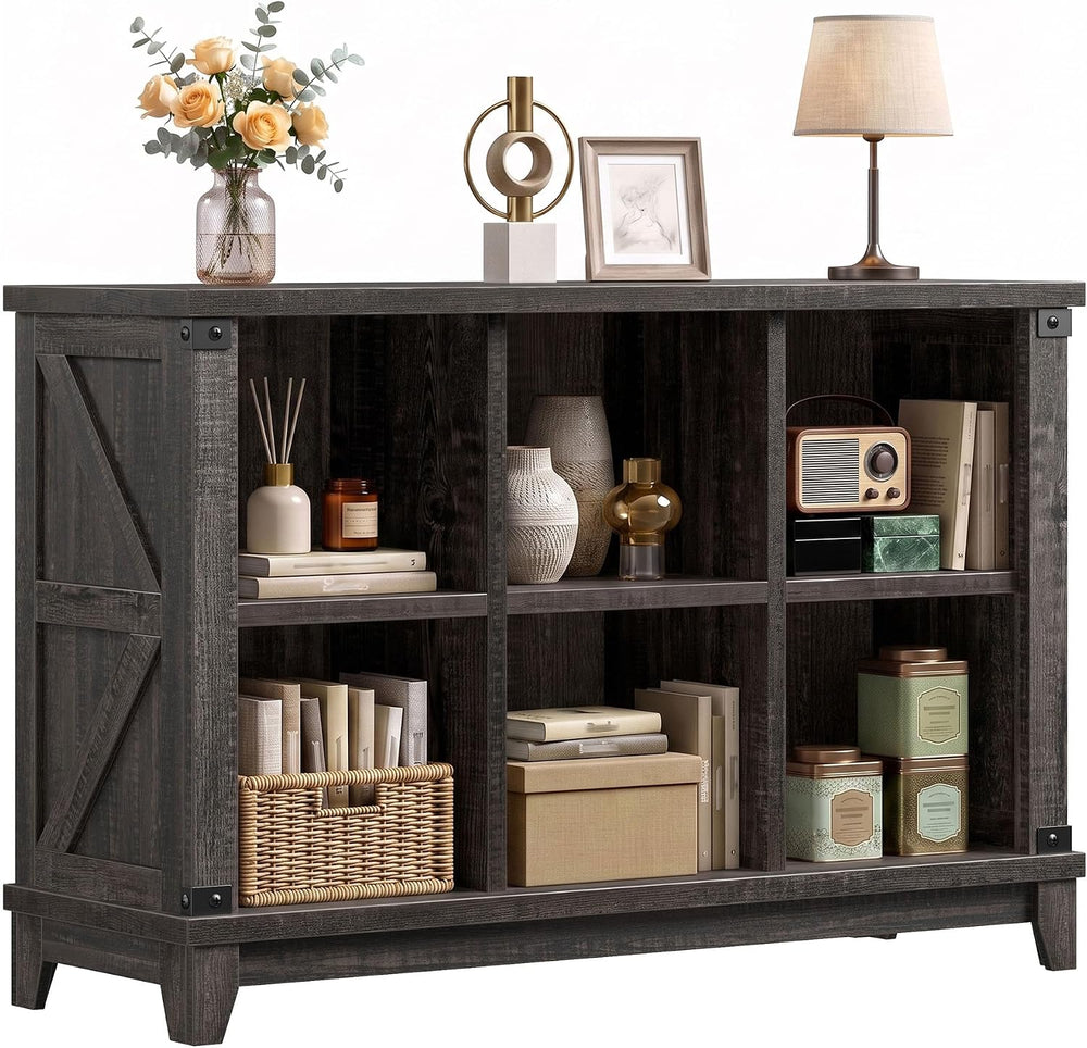 EnHomee Wooden 6 Cube Storage Organizer, Farmhouse Storage for Living Room
