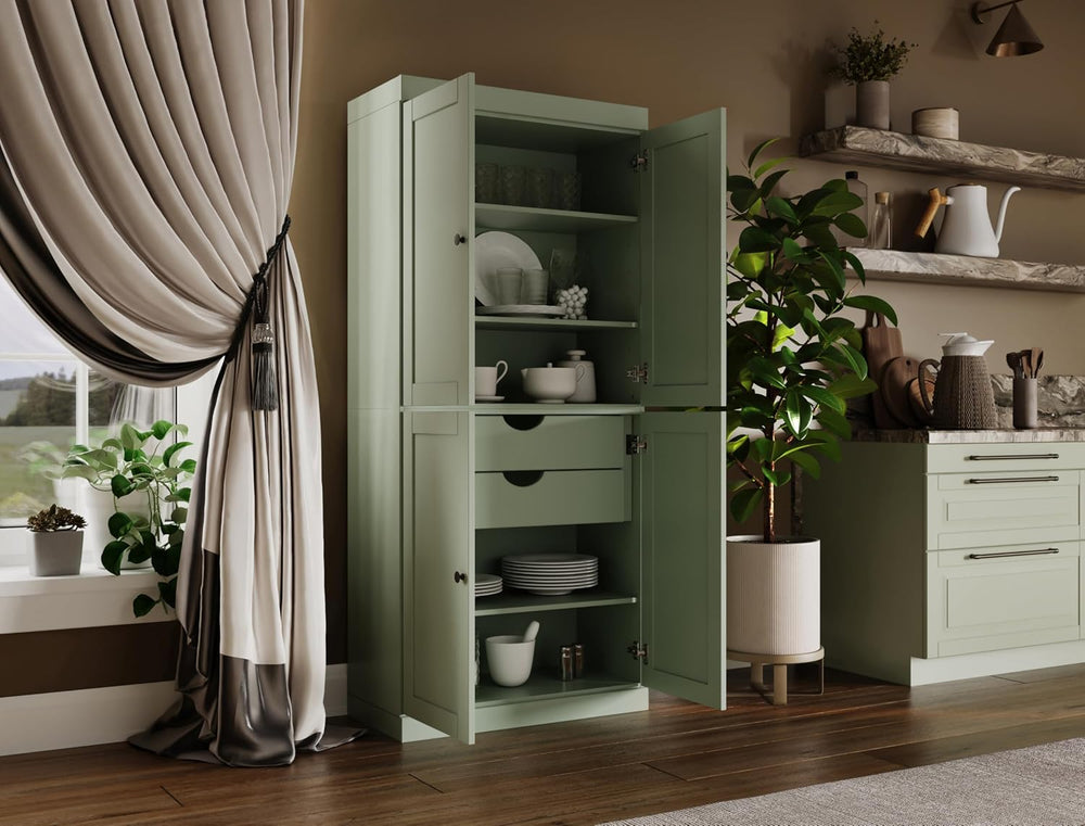 Palace Imports Solid Wood Kitchen Pantry Cabinet - 71.5" Tall x 32"...