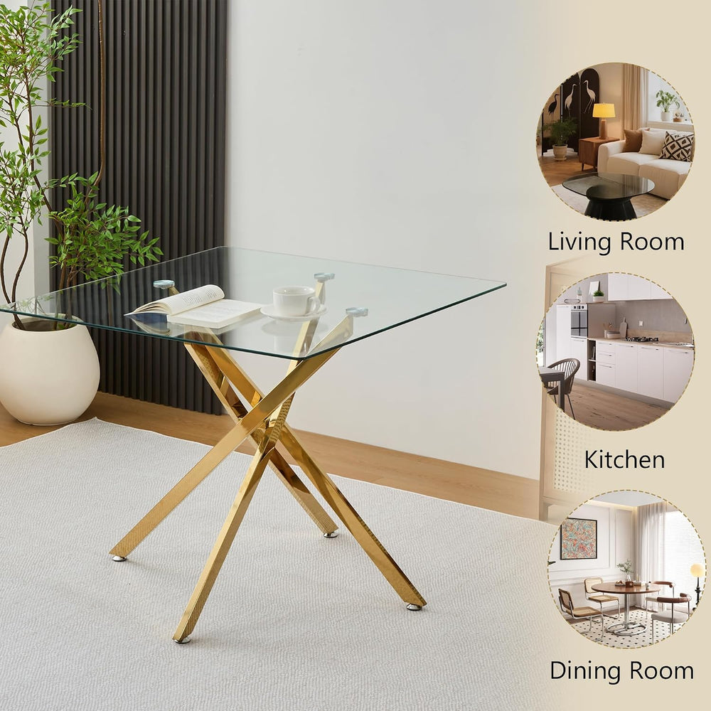 HomVent 3 Piece Square Glass Dining Table Set, Square Glass Kitchen Table Set...