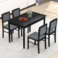 NAFORT Kitchen Table Set for 4, Mid-Century Modern Dining Table and Chairs Set of 4, Farmhouse Dinner Set w/ 4 Upholstered Chairs, Rubber Wood Dinette Set for Kitchen& Dining Room, Restaurant