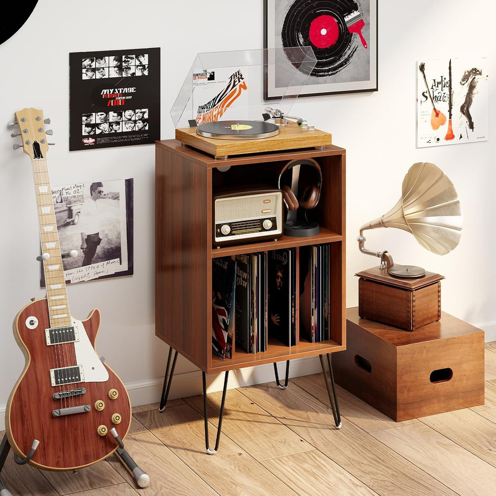 LOKO Record Player Stand with Charging Station, Turntable Stand with Vinyl St...